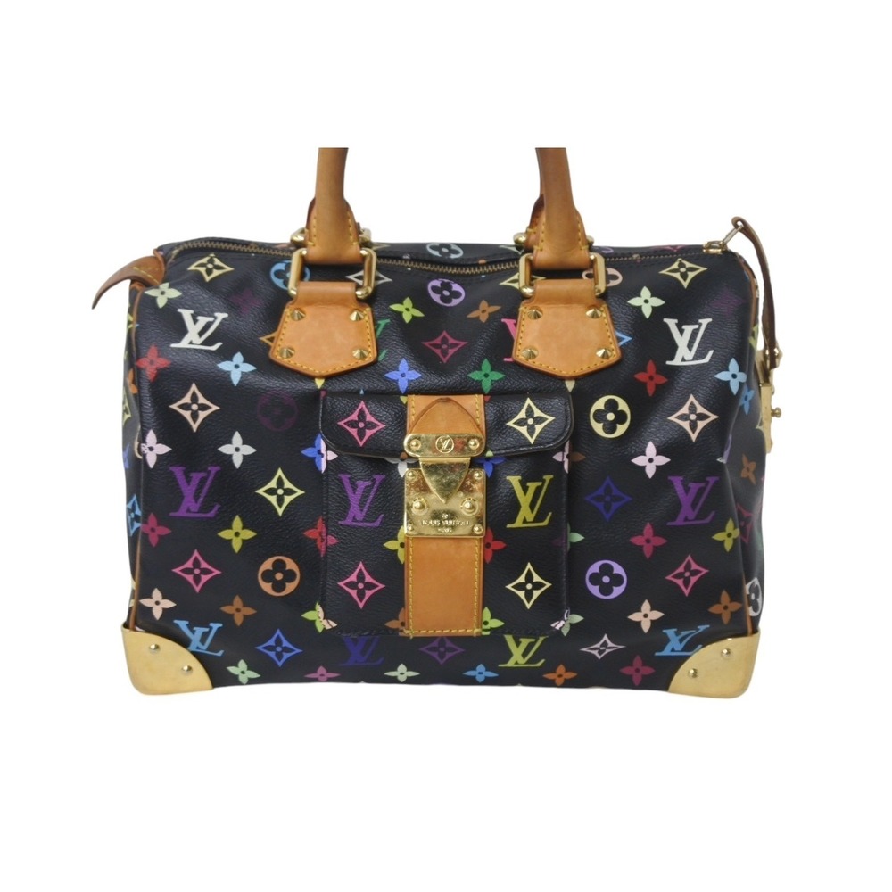 Louis Vuitton Speedy Black Multicolor Handbag